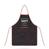Kép 2/2 - BBQ fekete gyerek kötény piros szegéllyel fehér felirattal