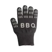 Kép 1/2 - Fekete hőálló grill kesztyű &quot;BBQ&quot; felirattal szilikon csíkokkal ujjain