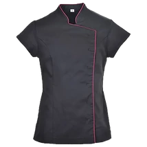 Portwest LW15 fekete női rövidujjú köpeny rózsaszín csíkkal