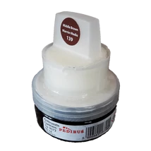 Pedibus önfényezős cipőkrém barna, fehér kupakos fekete tégely barna folttal